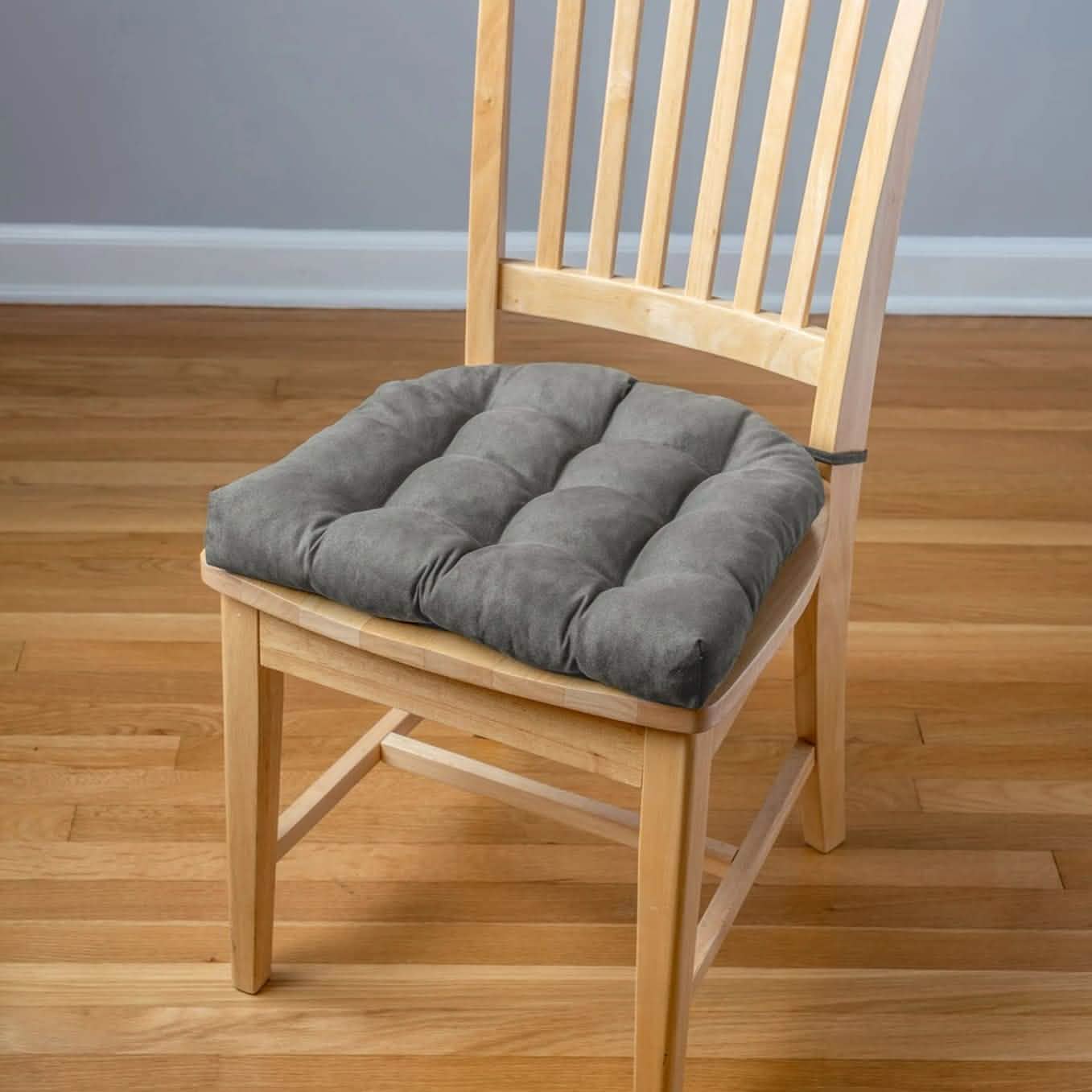 Micro-Suede Graphite Grey Dining Chair Pads - Latex Foam Fill