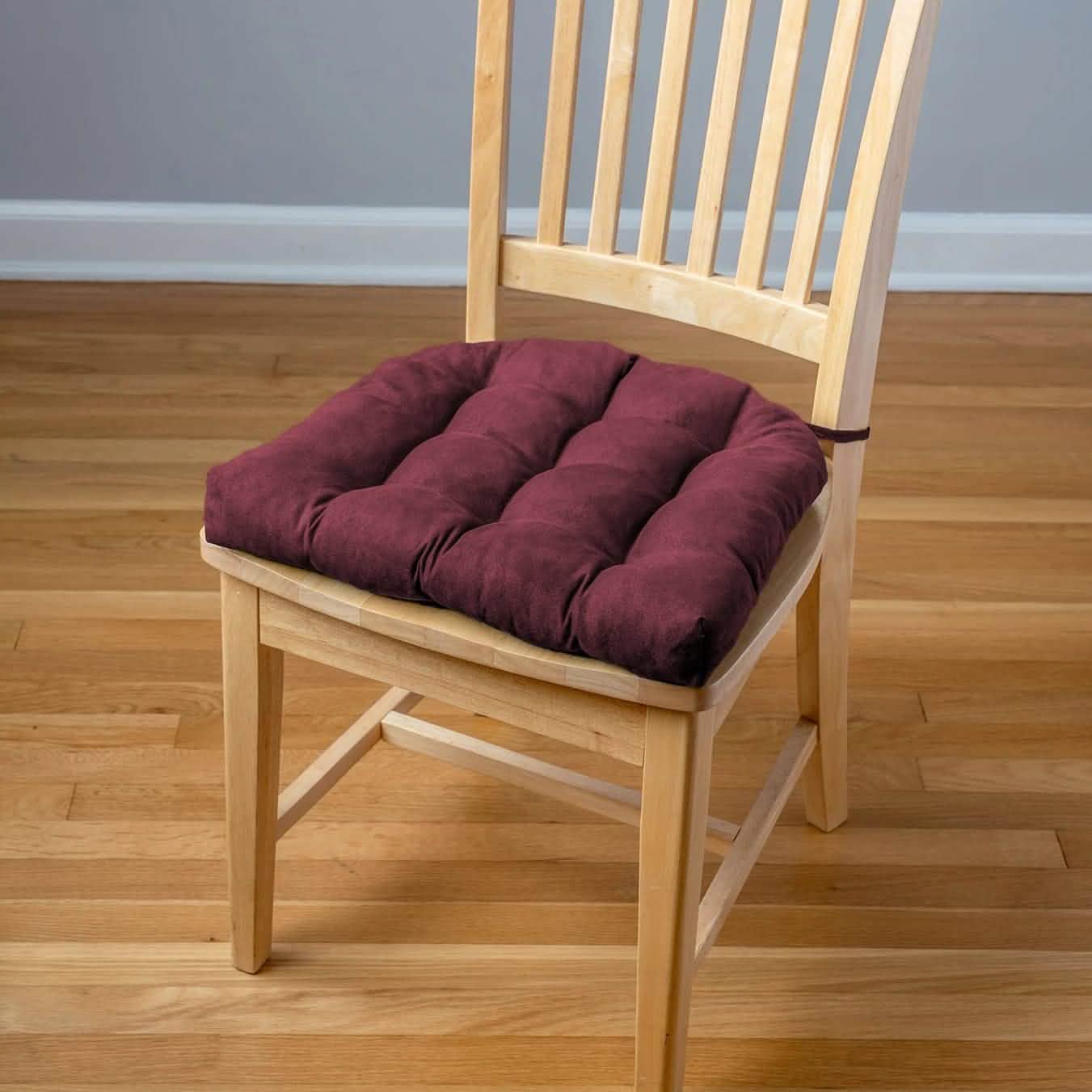 Microsuede Claret Red Dining Chair Pads - Latex Foam Fill, Reversible