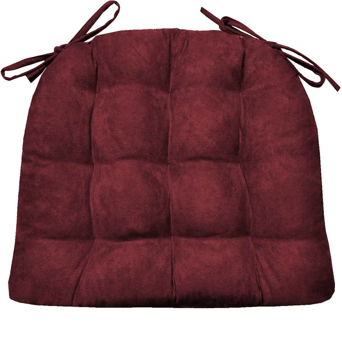 Microsuede Claret Red Dining Chair Pads - Latex Foam Fill, Reversible