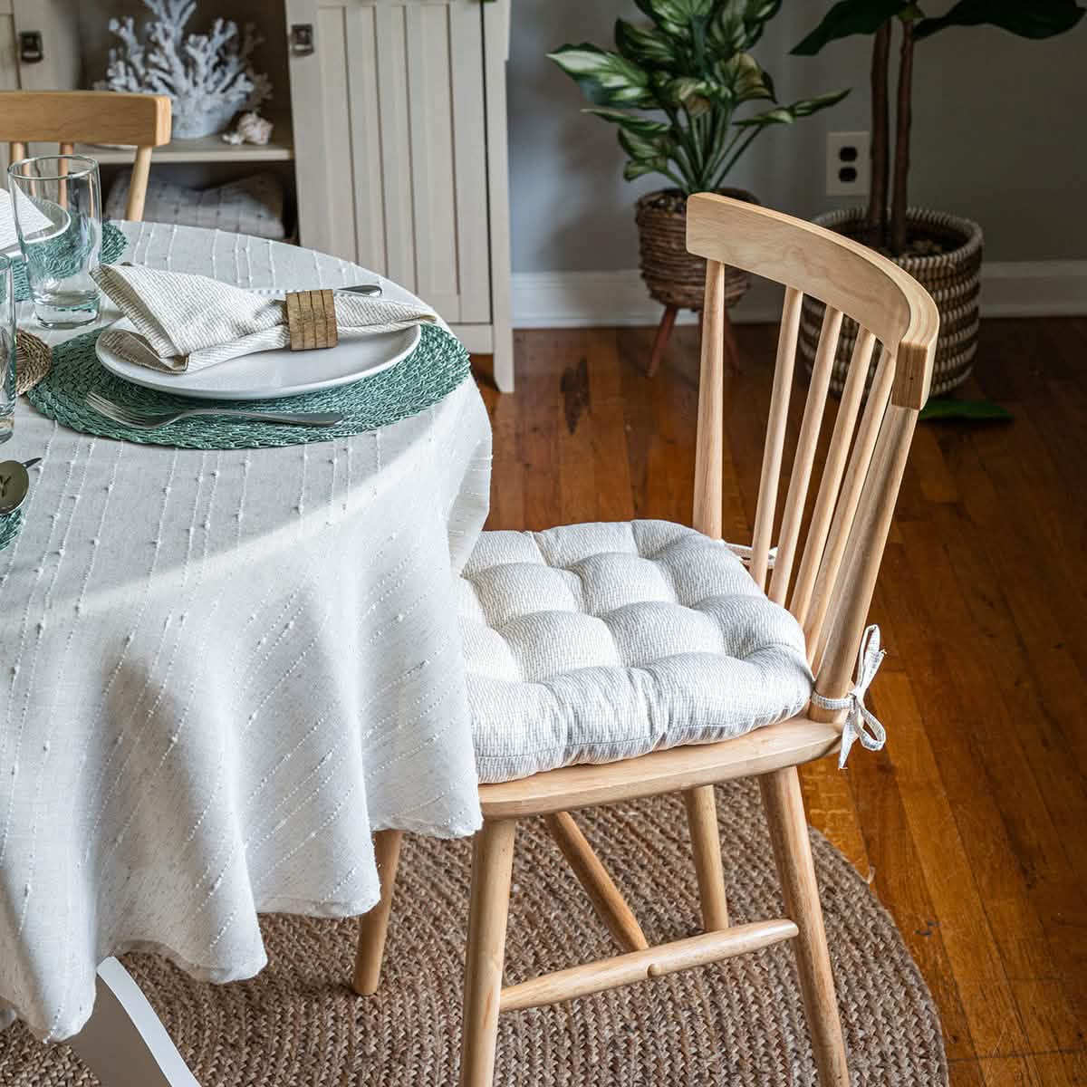 Basketweave Natural Dining Chair Pad - Reversible, Latex Foam Fill