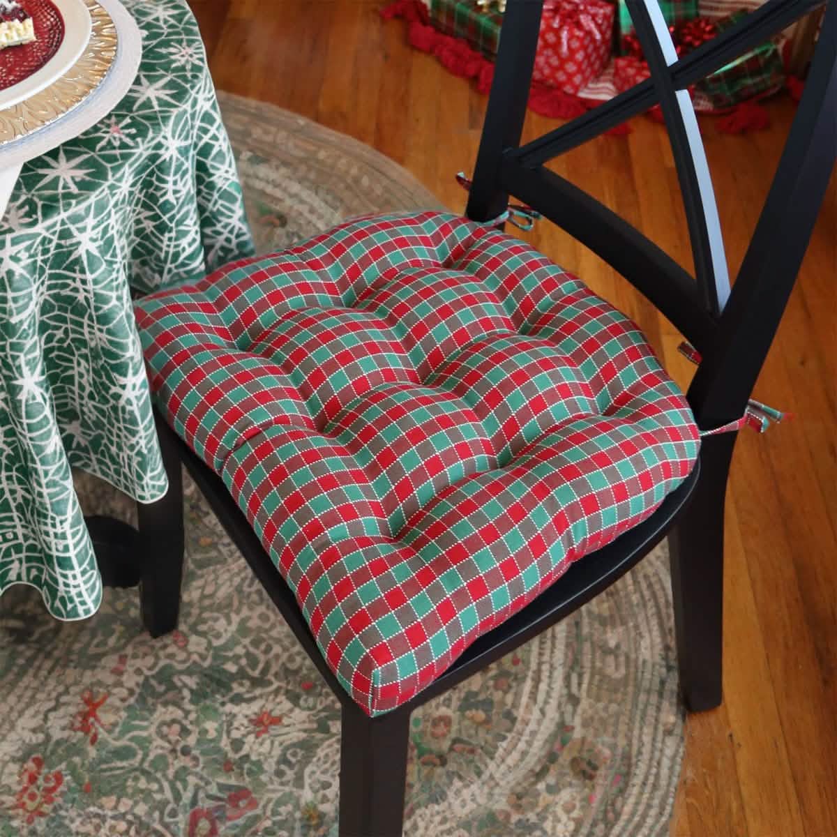 Red and Green Chair Pad - Latex Foam Fill