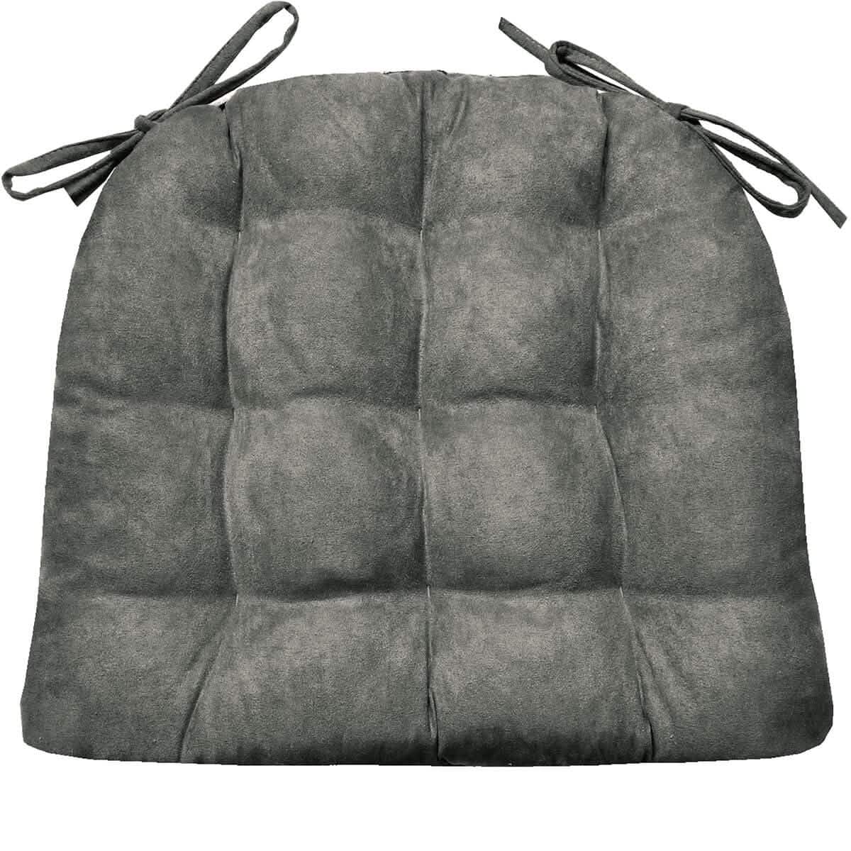 Micro-Suede Graphite Grey Dining Chair Pads - Latex Foam Fill