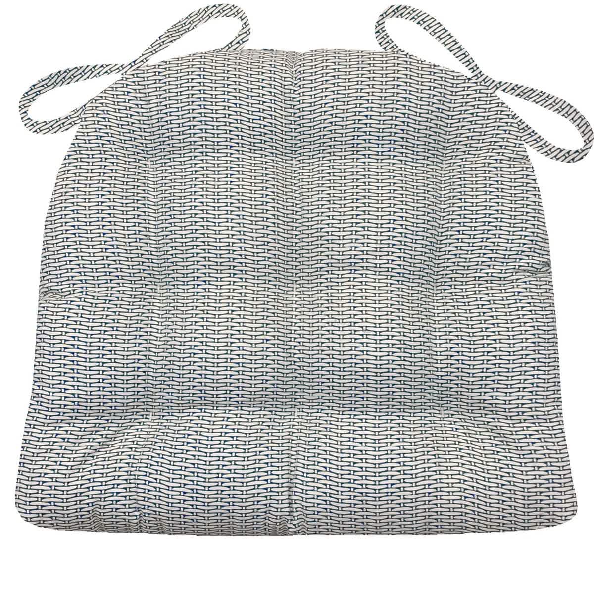 Basketweave Navy Dining Chair Pad - Reversible, Latex Foam Fill