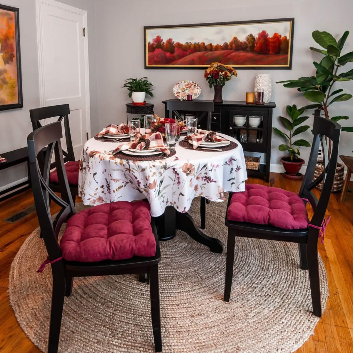 Microsuede Claret Red Dining Chair Pads - Latex Foam Fill, Reversible