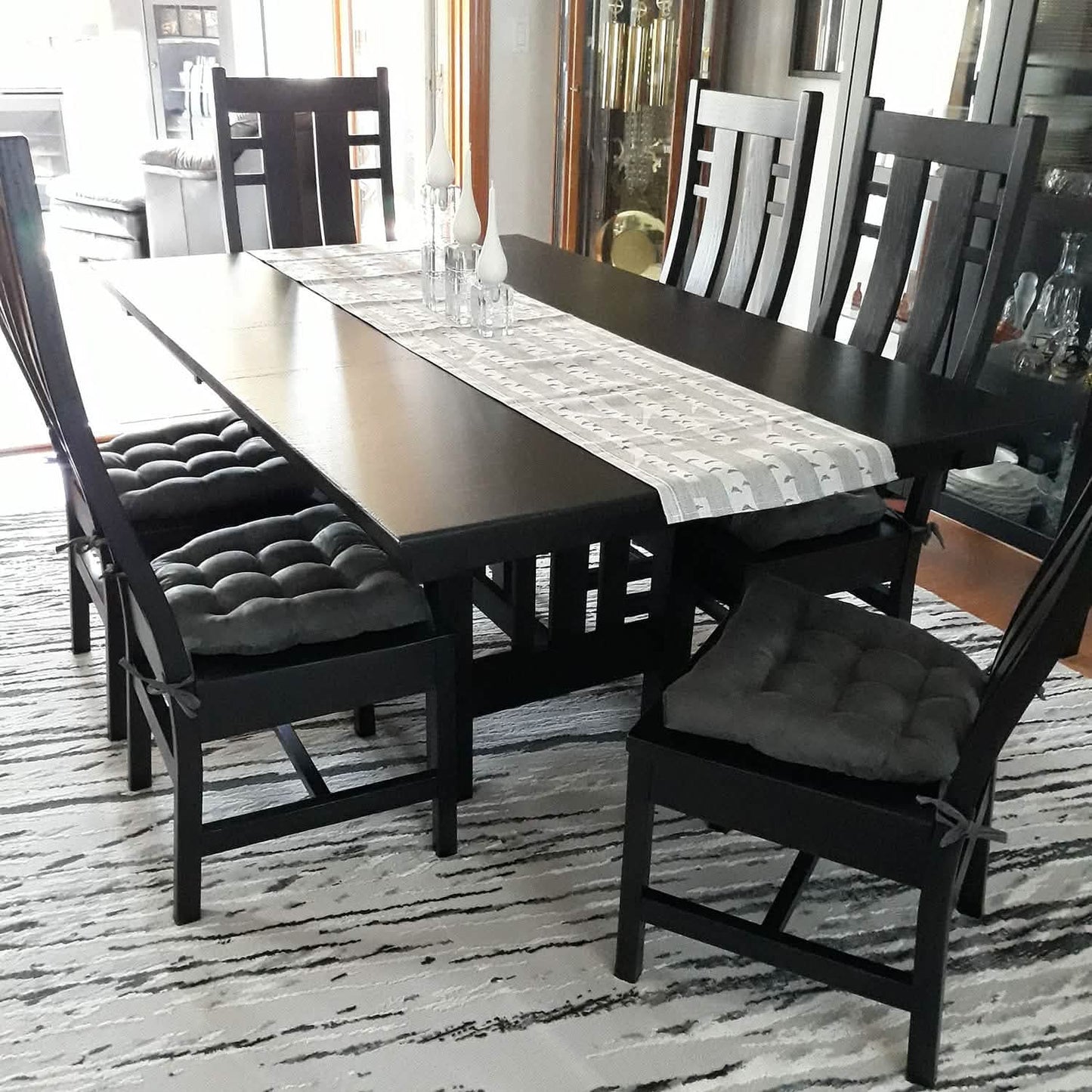 Micro-Suede Graphite Grey Dining Chair Pads - Latex Foam Fill