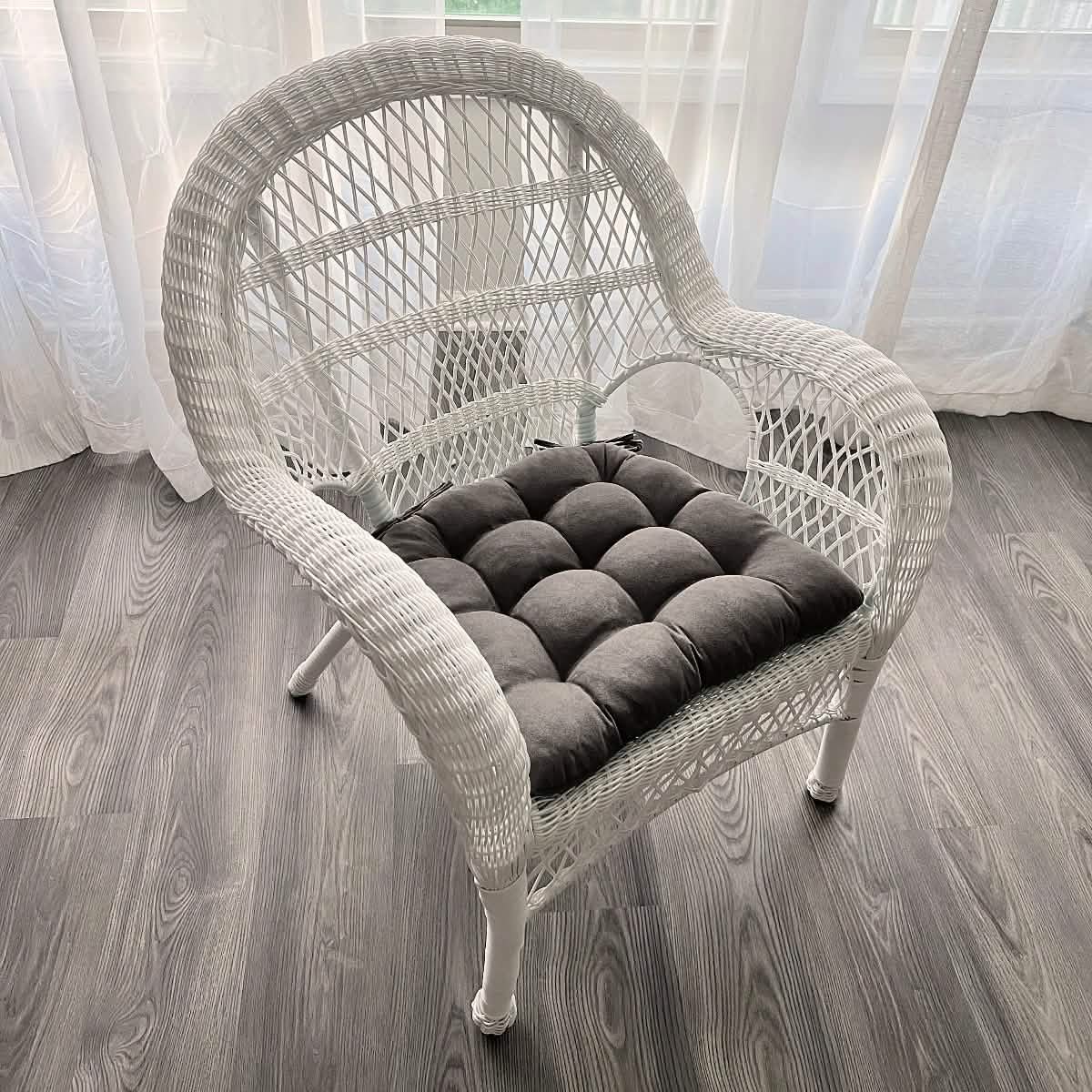 Micro-Suede Graphite Grey Dining Chair Pads - Latex Foam Fill