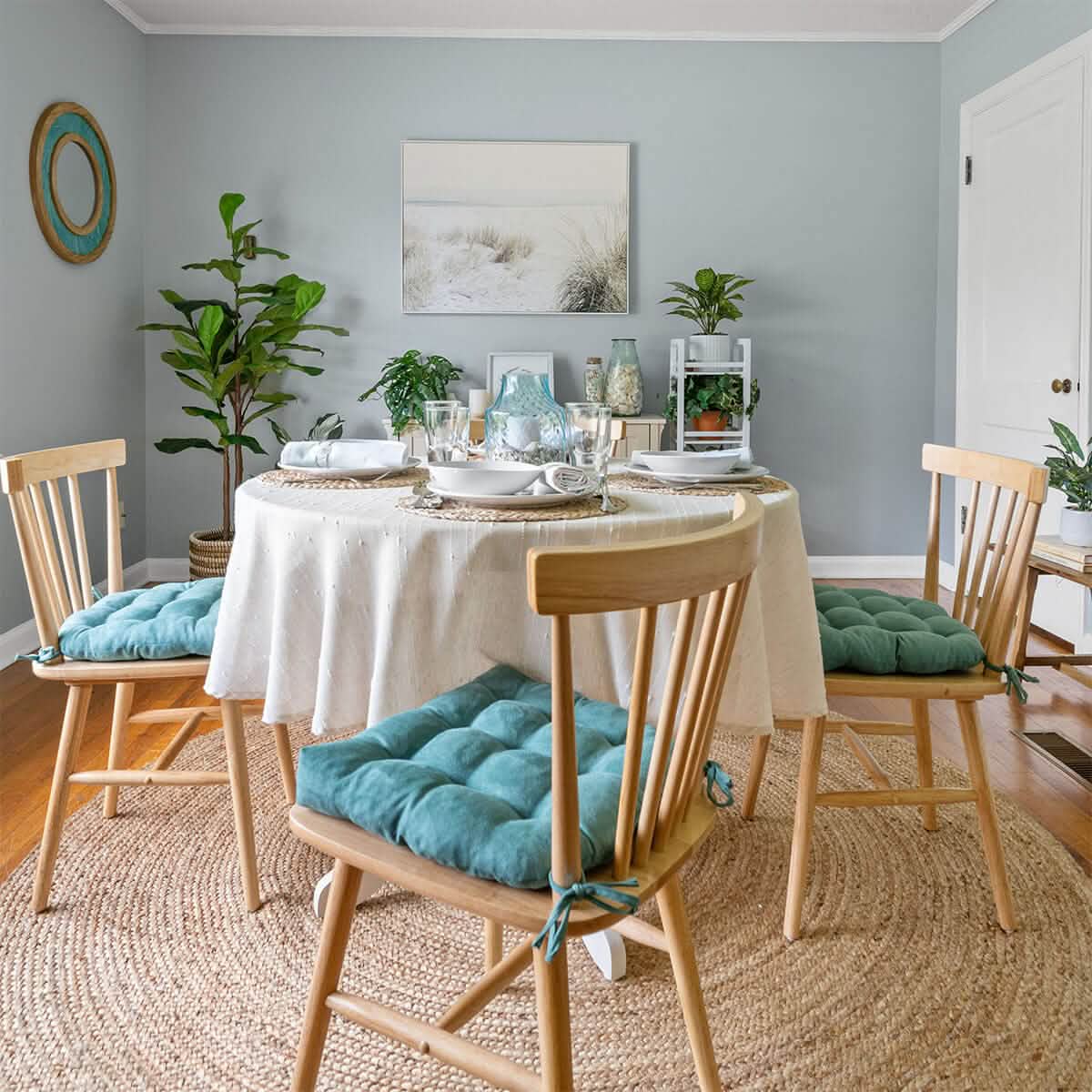 Micro-Suede Turquoise Dining Chair Pads - Latex Foam Fill - Solid Color Microfiber Ultra-Suede