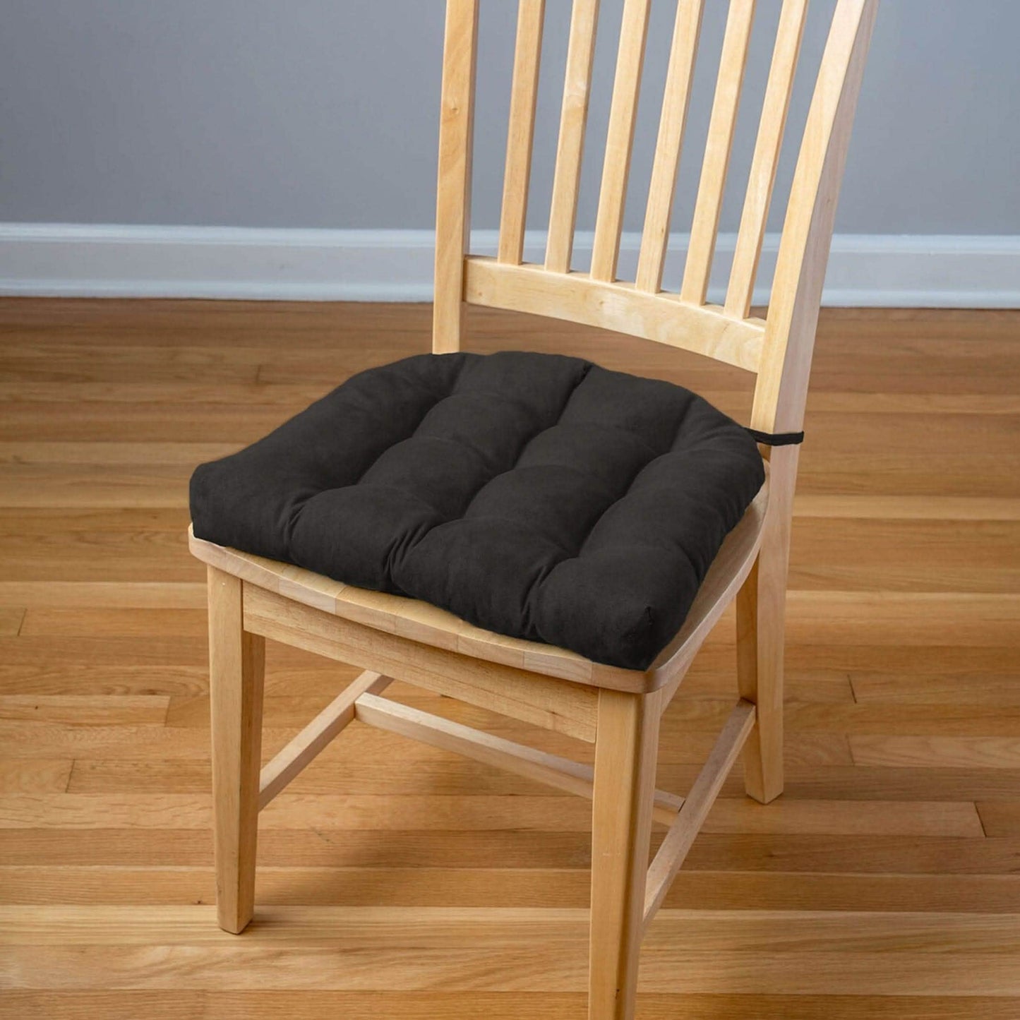 Micro-Suede Black Dining Chair Pads - Latex Foam Fill, Reversible