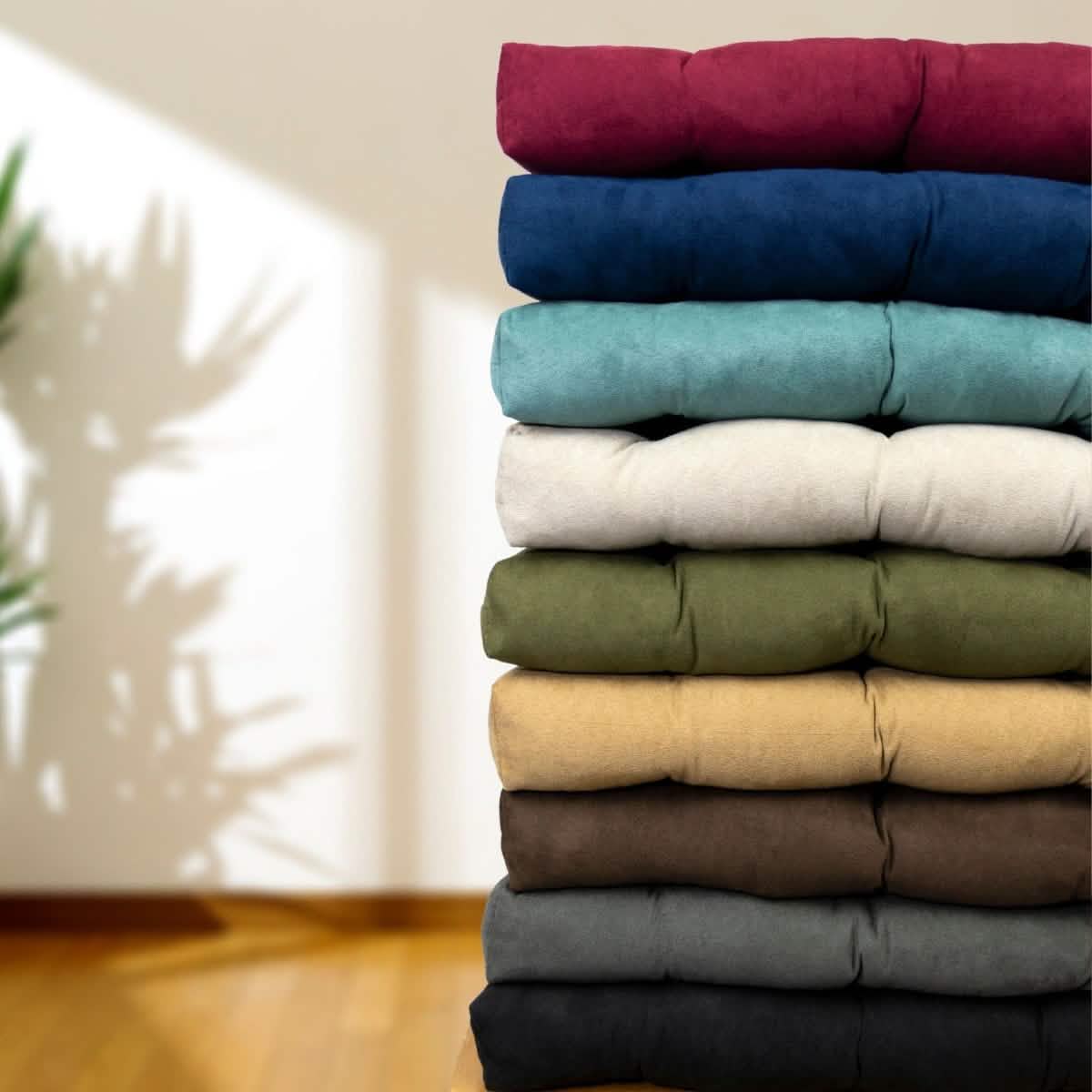 Micro-Suede Chamois Mushroom Dining Chair Pads - Latex Foam Fill - Solid Color Microfiber Ultra-Suede