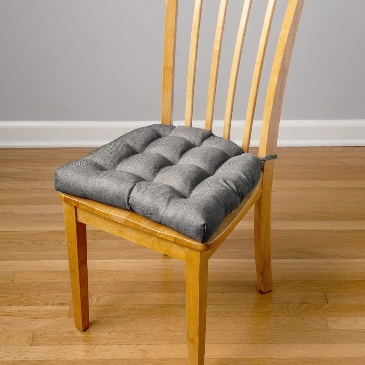 Pewter Grey Dining Chair Pads - Latex Foam Fill - Reversible