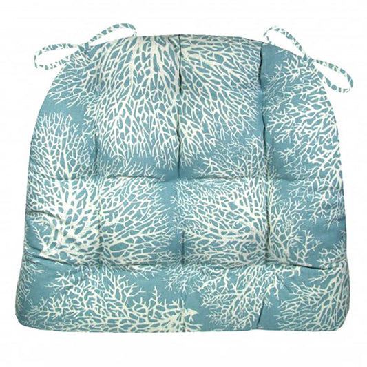 Ocean Blue Fan Coral Dining Chair Cushion - Latex Foam Filling