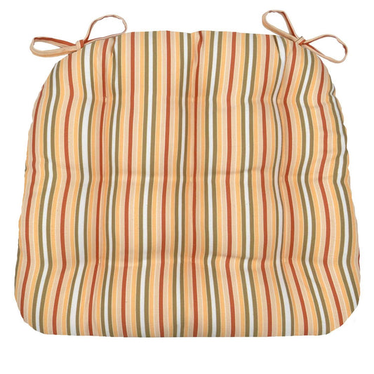 Mimosa Stripe Dining Chair Pad with Ties - Never Flatten Chair Cushion