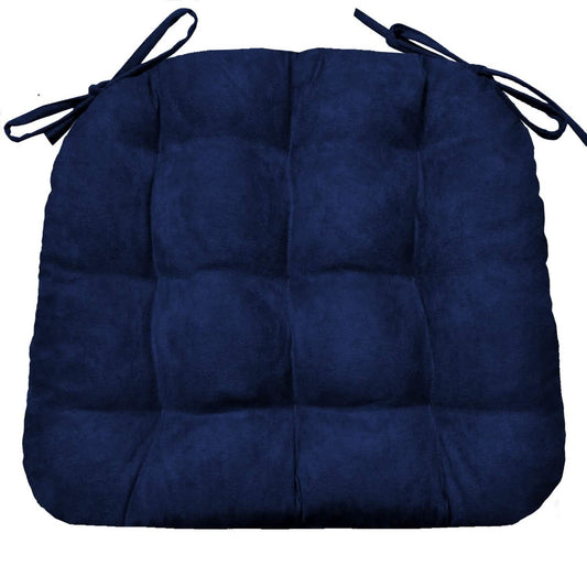 Micro-Suede Royal Blue Dining Chair Pads - Latex Foam Fill, Reversible