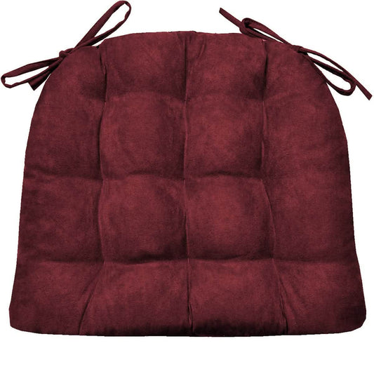 Microsuede Claret Red Dining Chair Pads - Latex Foam Fill, Reversible