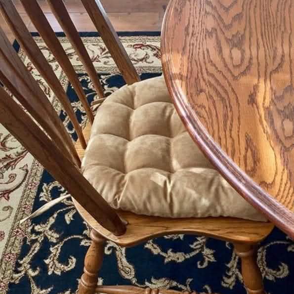 Micro-Suede Camel Dining Chair Pads - Latex Foam Fill - Solid Color Microfiber Ultra-Suede