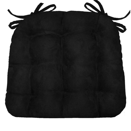 Micro-Suede Black Dining Chair Pads - Latex Foam Fill, Reversible