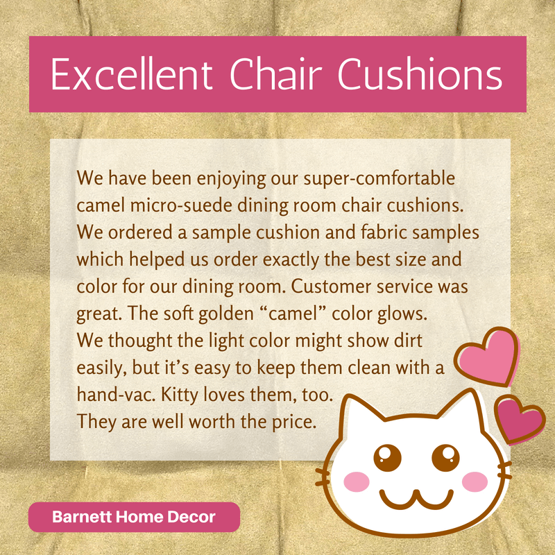 Micro-Suede Camel Dining Chair Pads - Latex Foam Fill - Solid Color Microfiber Ultra-Suede