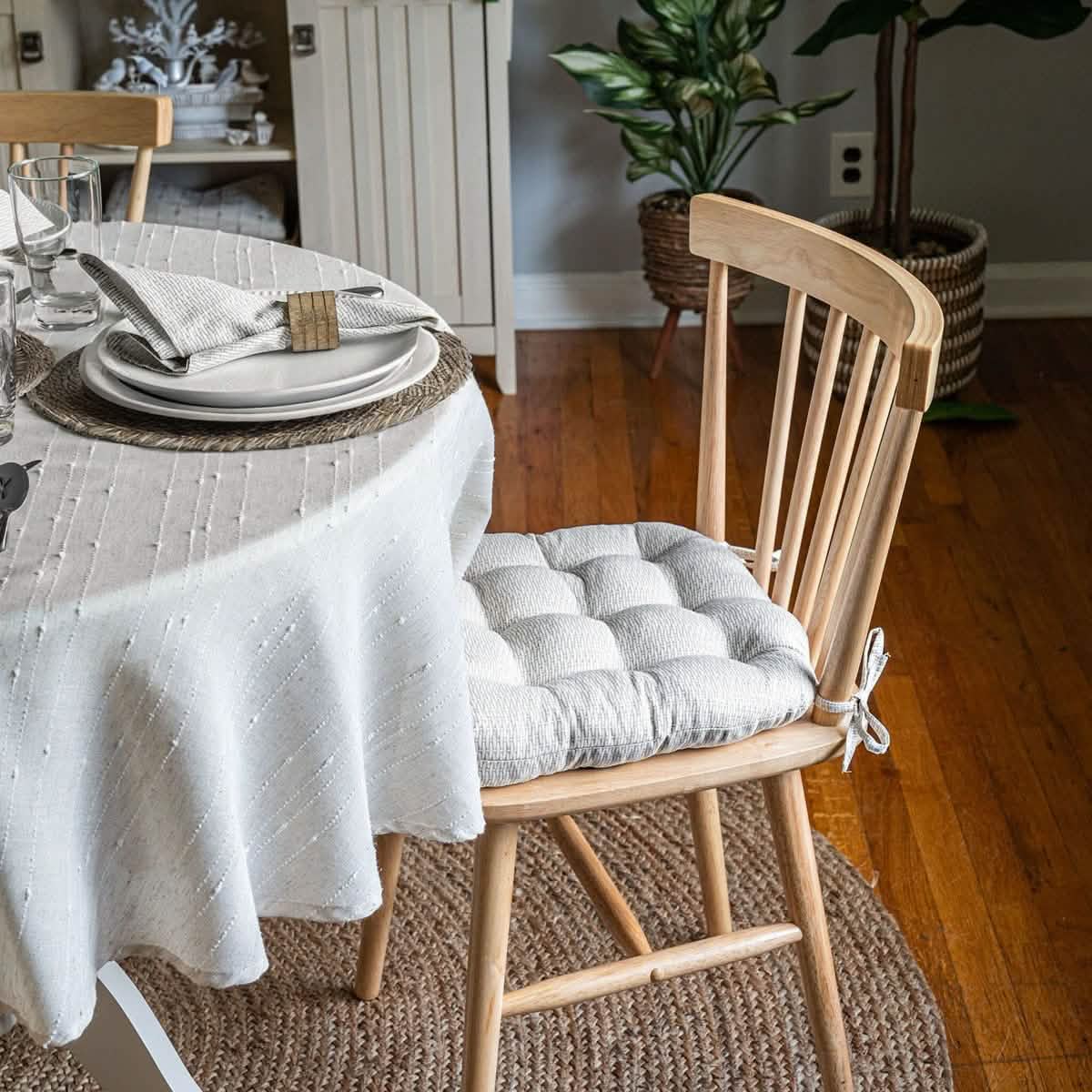 White Basket Dove Dining Chair Cushion - Reversible, Latex Foam Filling