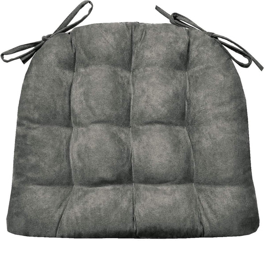 Micro-Suede Graphite Grey Dining Chair Pads - Latex Foam Fill