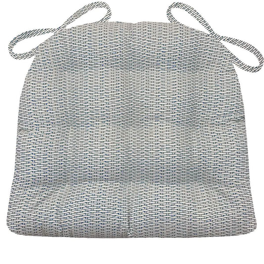 Basketweave Navy Dining Chair Pad - Reversible, Latex Foam Fill