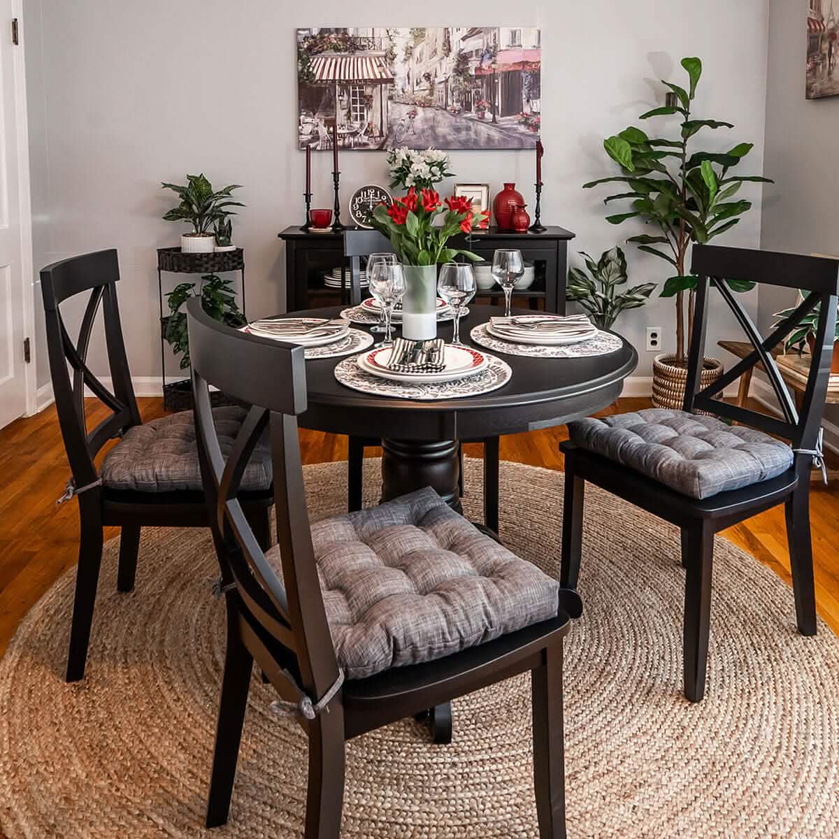 Pewter Grey Dining Chair Pads - Latex Foam Fill - Reversible
