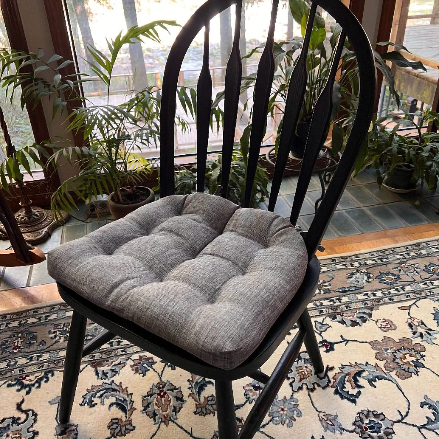 Pewter Grey Dining Chair Pads - Latex Foam Fill - Reversible