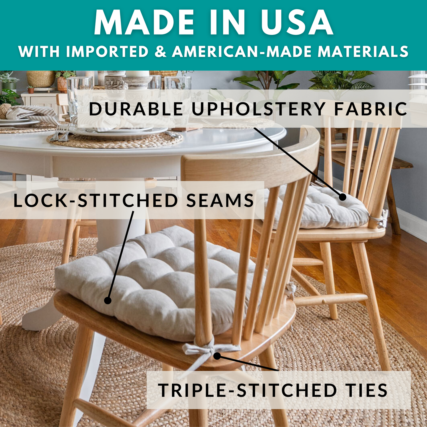 Seaglass Dining Chair Pads - Latex Foam Fill - Solid Color