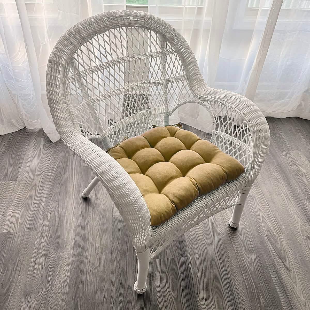 Micro-Suede Camel Dining Chair Pads - Latex Foam Fill - Solid Color Microfiber Ultra-Suede