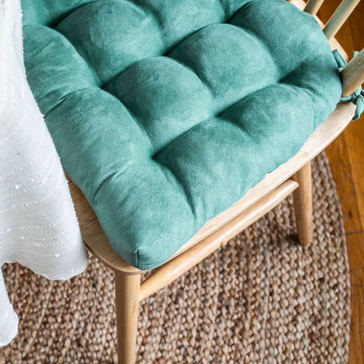 Micro-Suede Turquoise Dining Chair Pads - Latex Foam Fill - Solid Color Microfiber Ultra-Suede