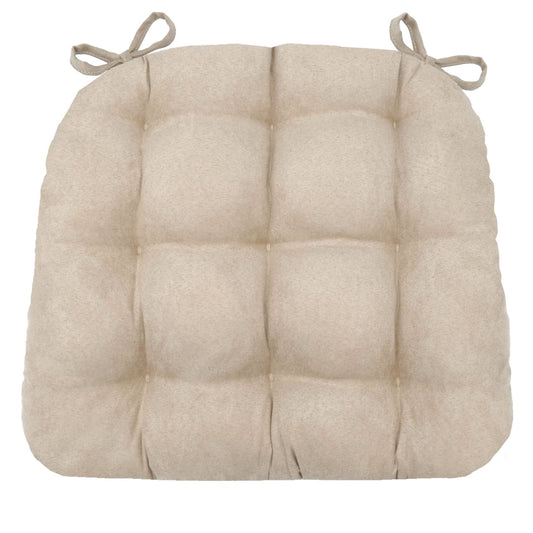 Micro-Suede Chamois Mushroom Dining Chair Pads - Latex Foam Fill - Solid Color Microfiber Ultra-Suede