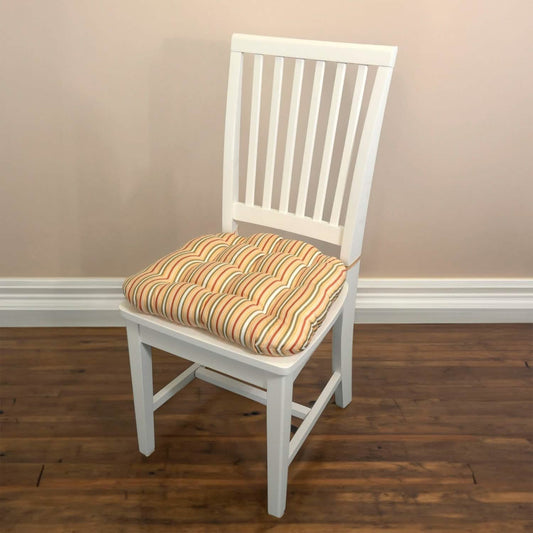 Mimosa Stripe Dining Chair Pad with Ties - Never Flatten Chair Cushion