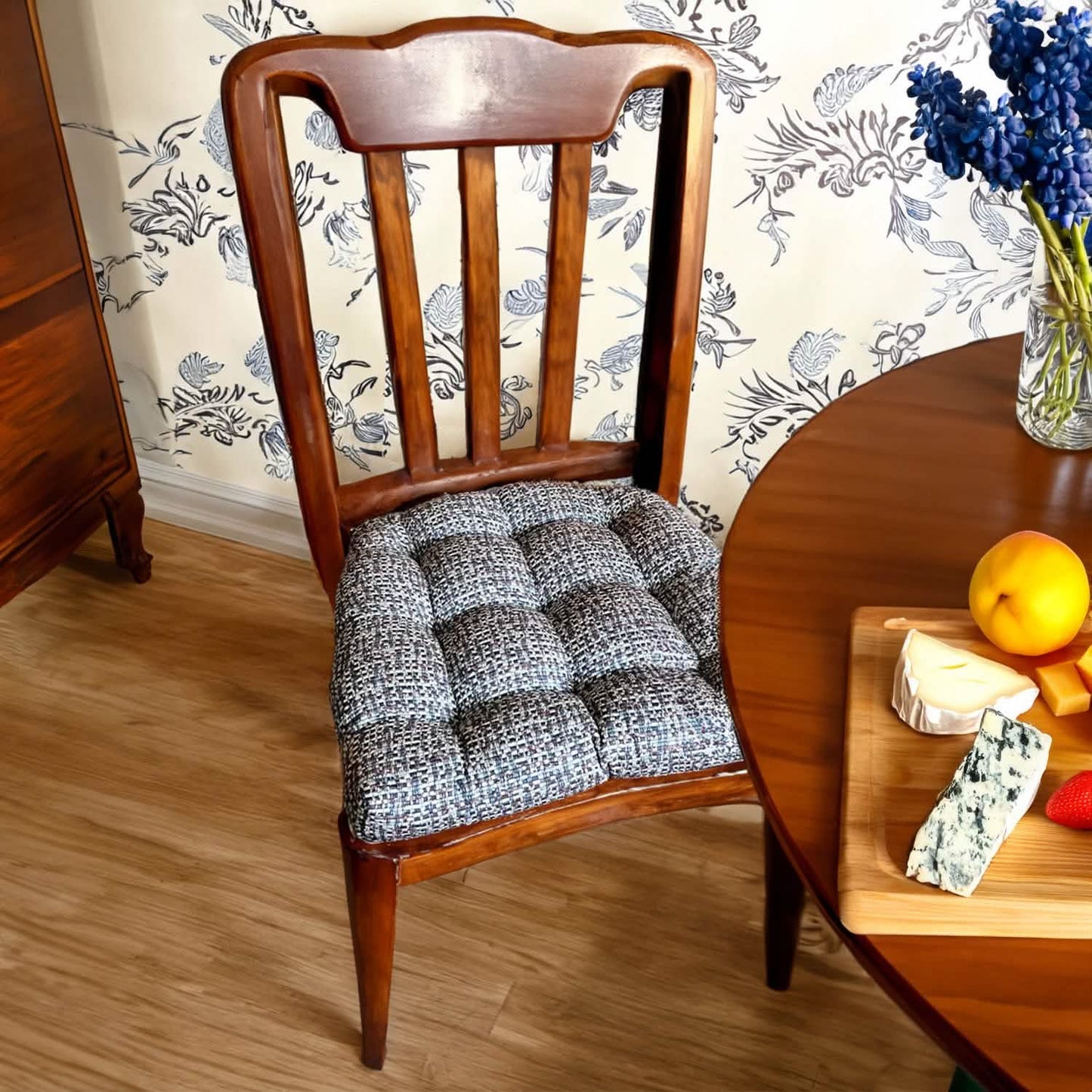 Rian Nautical Dining Chair Pads - Reversible, Latex Foam Fill