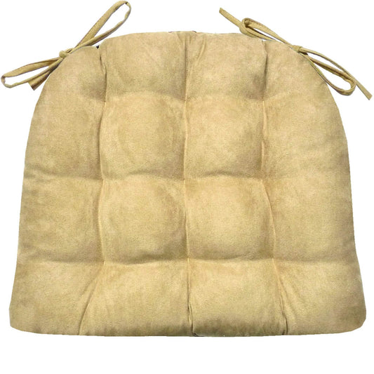 Micro-Suede Camel Dining Chair Pads - Latex Foam Fill - Solid Color Microfiber Ultra-Suede